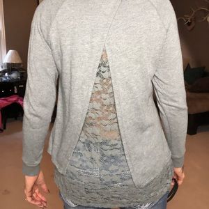 Gray, lace back insert... comfy sweater